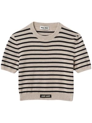 Miu Miu striped short-sleeve jumper - Neutrals