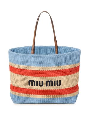Miu Miu striped woven tote bag - Neutrals