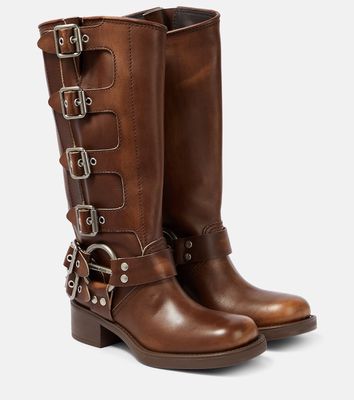 Miu Miu Studded leather knee-high boots