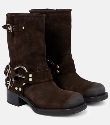 Miu Miu Studded suede ankle boots