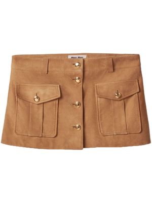Miu Miu suede flap-pocket miniskirt - Brown