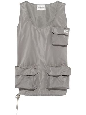 Miu Miu Technical fabric mini-dress - F0112 LEAD GRAY