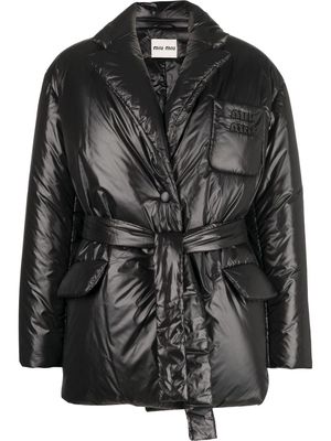 Miu Miu tied-waistband padded jacket - Black