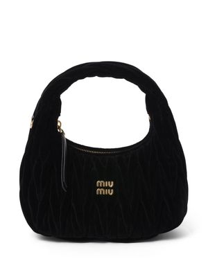 Miu Miu Wander matelassé velvet shoulder bag - Black