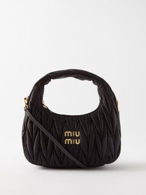 Miu Miu - Wander Small Quilted-satin Shoulder Bag - Womens - Black