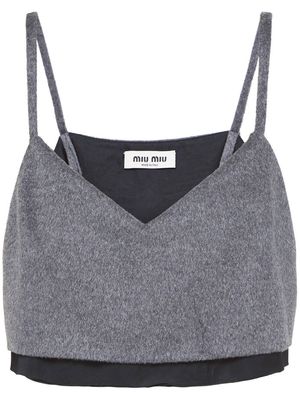Miu Miu wool-cashmere velour crop top - Grey