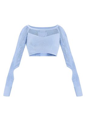 Mixed Knit Cut-Out Crop Top