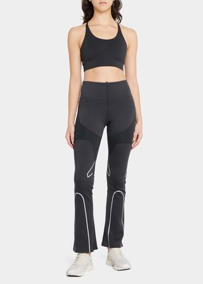 Mixed Knit Reflective Flared Trousers
