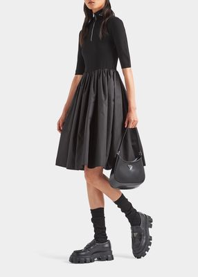 Mixed-Media Fit-and-Flare Dress