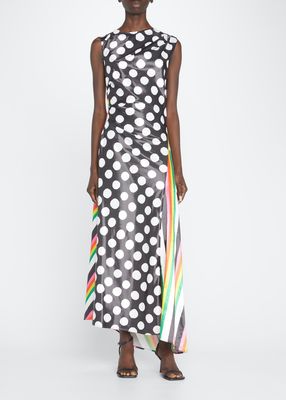 Mixed-Print Asymmetric Dress