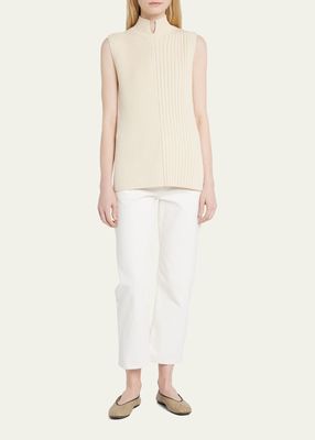 Mixed Stitch Ribbed Turtleneck Shell Top