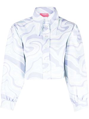 MIYETTE abstract print cropped jacket - Blue