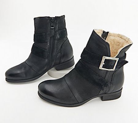Miz Mooz Leather Buckled Ankle Boots - Sabel