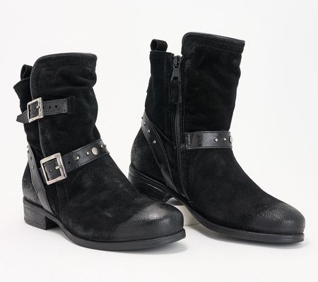 Miz Mooz Leather Buckled Ankle Boots - Sammie