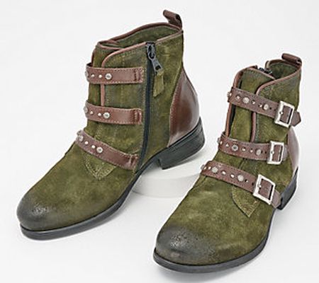 Miz Mooz Leather Buckled Ankle Boots - Sherri