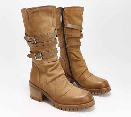 Miz Mooz Leather Buckled Mid Boots - Meara