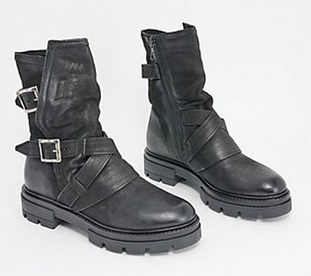 Miz Mooz Leather Double Buckle Ankle Boots - Biggs