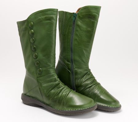 Miz Mooz Leather Ruched Mid Boots - Petrillo