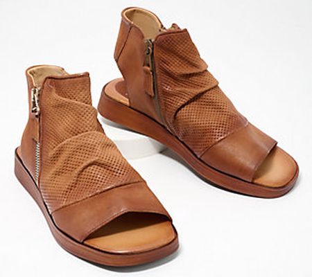 Miz Mooz Leather Side Zip Sandals - Goddess