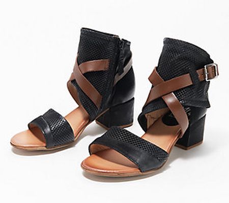 Miz Mooz Leather Wide Width Heeled Sandals - Bradley
