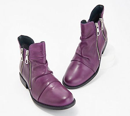 Miz Mooz Leather Wide Width Zipper Ankle Boots - Logic