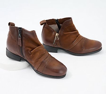 Miz Mooz Wide Width Leather Side Zip Ankle Boots - Slinky