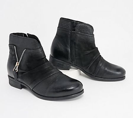 Miz Mooz Wide Width Leather Zippered Ankle Boots - Sunny