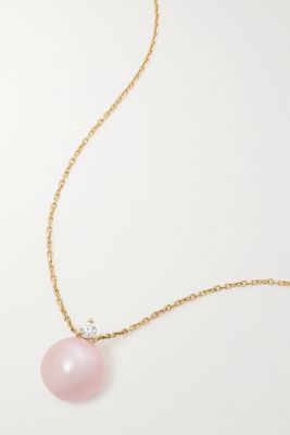 Mizuki - 14-karat Gold, Pearl And Diamond Necklace - Pink