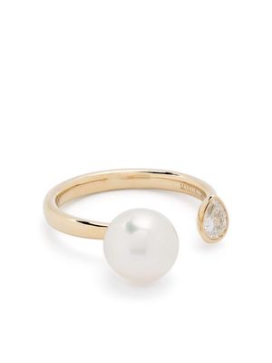 Mizuki 14kt gold Sea Of Beauty pearl and diamond open ring