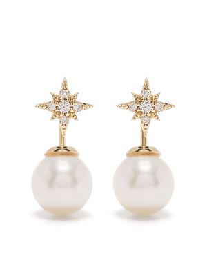 Mizuki 14kt yellow gold Akoya pearl and diamond star earrings