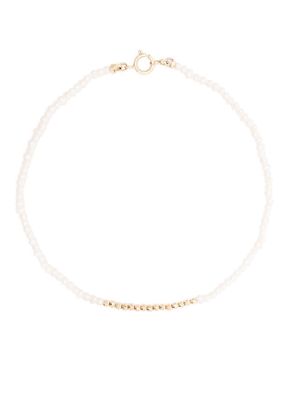 Mizuki 14kt yellow gold pearl anklet - White