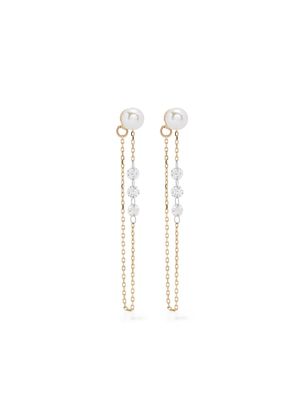 Mizuki 14kt yellow gold Sea Of Beauty pearl and diamond chain earrings