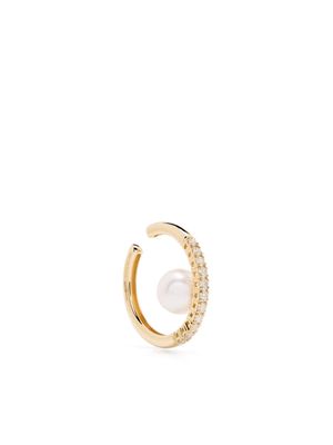 Mizuki 18kt yellow gold Akoya pearl and diamond earcuff