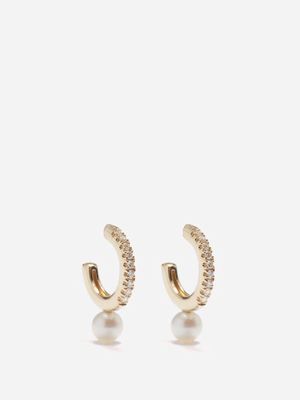 Mizuki - Diamond, Freshwater Pearl & 14kt Gold Earrings - Womens - Gold Multi