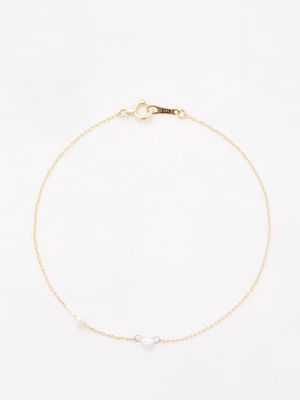 Mizuki - Heart Diamond, Pearl & 14kt Gold Bracelet - Womens - Gold Multi
