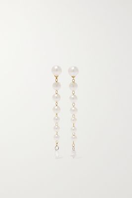 Mizuki - Little Drop 14-karat Gold, Pearl And Diamond Earrings - one size