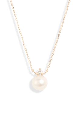 Mizuki Pearl & Diamond Solitaire Necklace in Yellow Gold/Pearl/Diamond