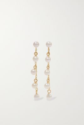 Mizuki - Two Way 14-karat Gold Pearl Earrings - one size