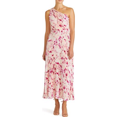 ML Monique Lhuillier Alina Pleated One-Shoulder Cocktail Dress in French Rose 