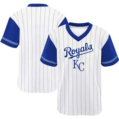 MLB Productions Youth White/Royal Kansas City Royals V-Neck T-Shirt