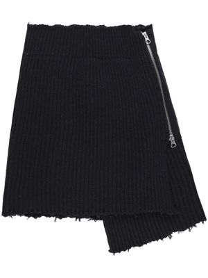 MM6 Maison Margiela asymmetric-design ribbed-knit skirt - Black