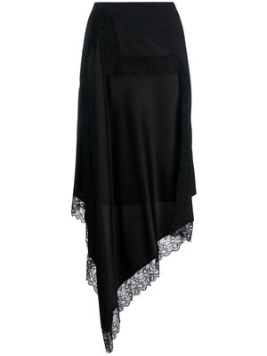 MM6 Maison Margiela asymmetric lace-trim skirt - Black