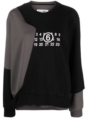 MM6 Maison Margiela asymmetric logo-print cotton-blend sweatshirt - Black