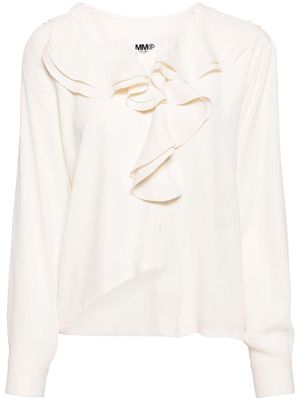 MM6 Maison Margiela asymmetric ruffled top - Neutrals