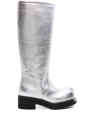MM6 Maison Margiela Biker metallic-leather boots - Silver