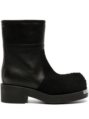 MM6 Maison Margiela Biker suede and leather ankle boots - Black