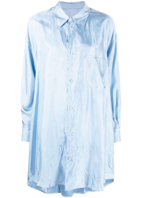 MM6 Maison Margiela button-down satin shirt dress - Blue