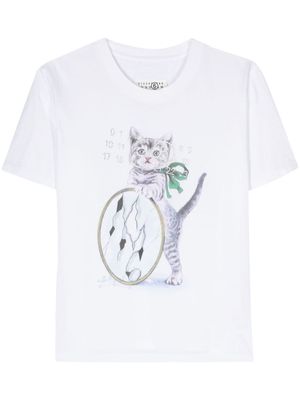 MM6 Maison Margiela Cat-print cotton T-shirt - White