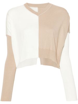 MM6 Maison Margiela colour-block cropped jumper - White