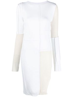 MM6 Maison Margiela colour-block exposed-seam midi dress - White